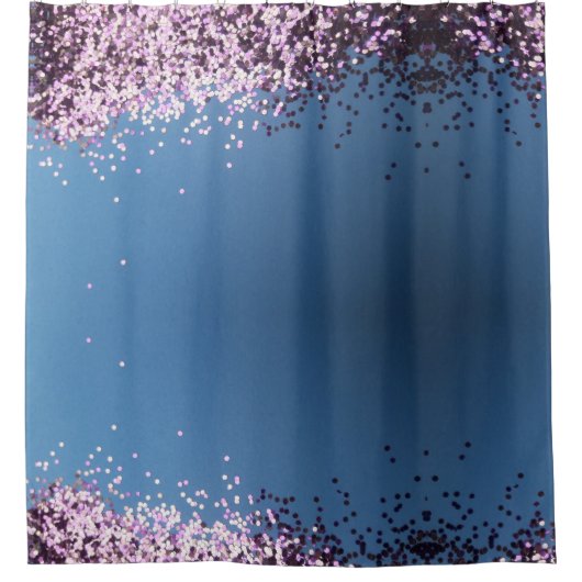 Lavender confetti blauw douchegordijn (Voorkant)
