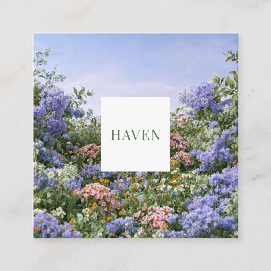 Lavender Coral Floral Meadow Square Frame Vierkante Visitekaartje (Voorkant)