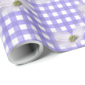 Lavender Cosmos Flowers on Gingham Cadeaupapier (Rol Hoek)