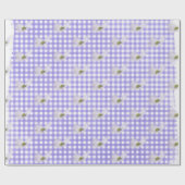 Lavender Cosmos Flowers on Gingham Cadeaupapier (Vlak)