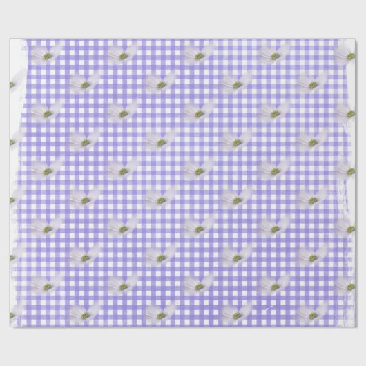 Lavender Cosmos Flowers on Gingham Cadeaupapier (Vlak)