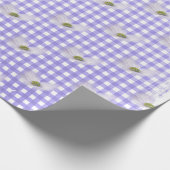 Lavender Cosmos Flowers on Gingham Cadeaupapier (Hoek)