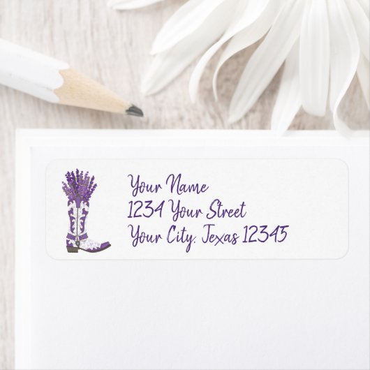 Lavender Cowboy Boot Address Label (Insitu)