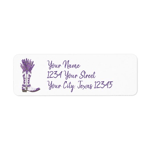 Lavender Cowboy Boot Address Label (Voorkant)