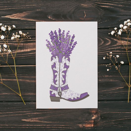 Lavender Cowboy Boot Feestdagenkaart