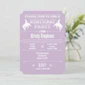 Lavender Cowboy Rodeo Birthday Party Invitation Kaart (Staand voorkant)