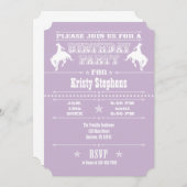 Lavender Cowboy Rodeo Birthday Party Invitation Kaart (Voorkant / Achterkant)