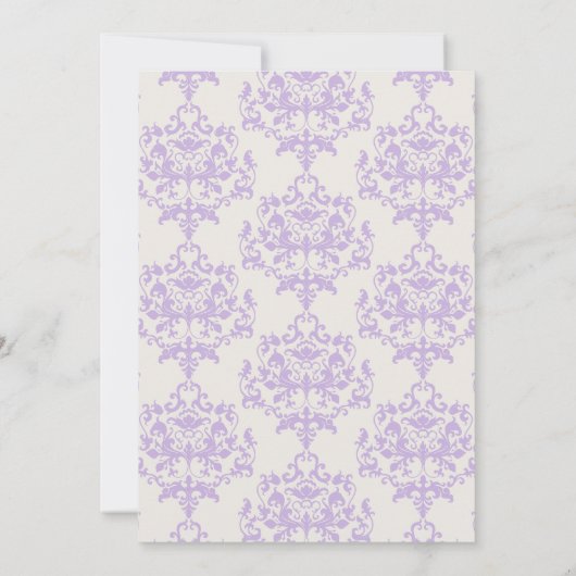 Lavender & Cream Damask Quinceañera Uitnodiging (Achterkant)