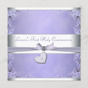 Lavender Cross Girls Paarse Eerste Communie Kaart