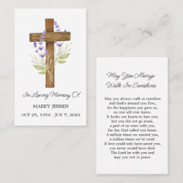 Lavender Cross-herdenkingskaart voor rouwkaarten Visitekaartje