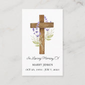 Lavender Cross Memorial Funeral Prayer Card Visitekaartje (Voorkant)
