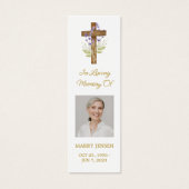 Lavender Cross Photo Funeral Bookmark Mini Visitekaartjes (Voorkant)