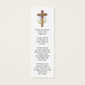 Lavender Cross Photo Funeral Bookmark Mini Visitekaartjes (Achterkant)