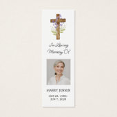 Lavender Cross Photo Funeral Bookmark Mini Visitekaartjes (Voorkant)