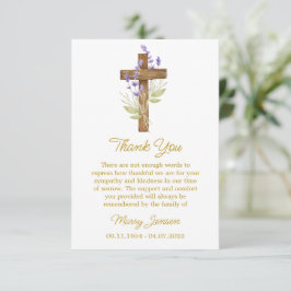 Lavender Cross Sympathy Thank You Card Bedankkaart