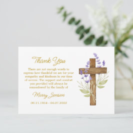 Lavender Cross Sympathy Thank You Card Bedankkaart