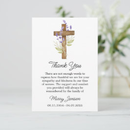 Lavender Cross Sympathy Thank You Card Bedankkaart