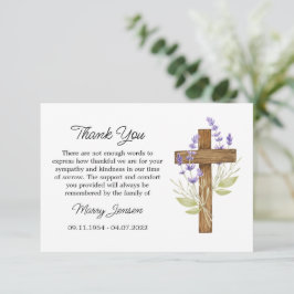 Lavender Cross Sympathy Thank You Card Bedankkaart