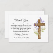 Lavender Cross Sympathy Thank You Card Bedankkaart (Voorkant / Achterkant)