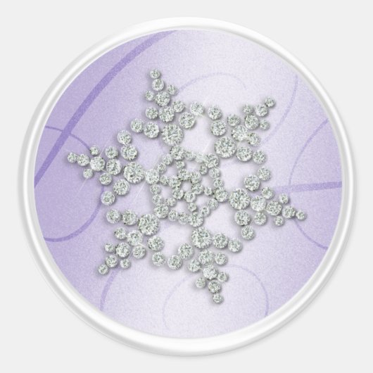 Lavender Crystal Snowflake Envelope Seal Ronde Sticker (Voorkant)