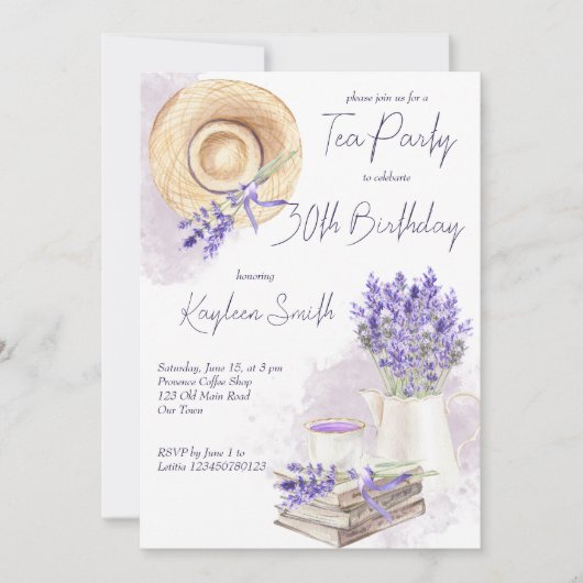 Lavender cup of thee, romantische theefeestdag kaart (Voorkant)