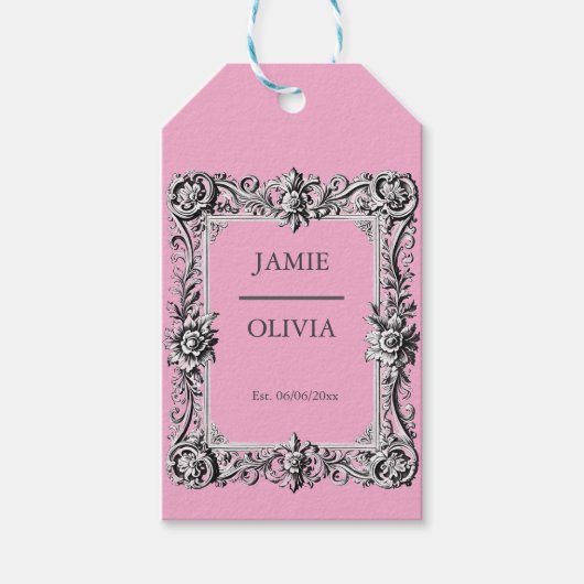 lavender Custom Victorian Scroll Frame  – wedding Cadeaulabel (Voorkant)