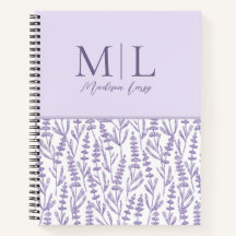 Lavender Cute Floral Monogram Persoonlijke naam