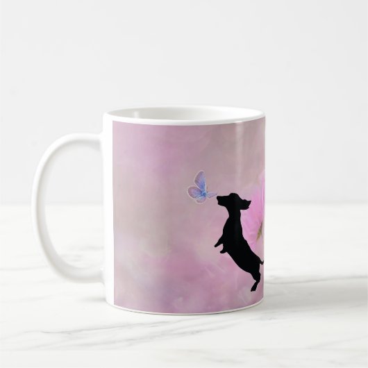 Lavender Dachshund Silhouette Mok (Links)