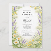 Lavender Daises Wildflowers Greenery Bridal Shower Kaart (Voorkant)