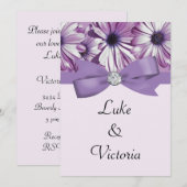 Lavender Daisies Bow & Ribbon Wedding Kaart (Voorkant / Achterkant)