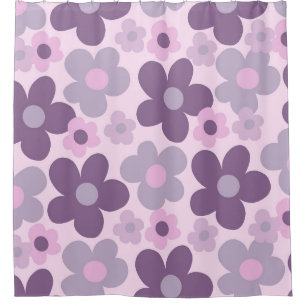 Lavender Daisies Retro Dream #1 #retro #decor Douchegordijn