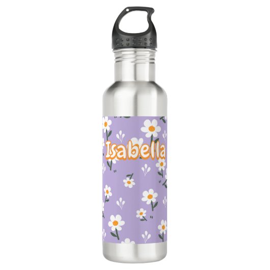 Lavender Daisy Floral Pattern  Waterfles (Voorkant)