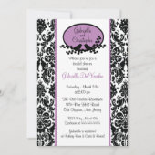 Lavender Damask Bridal Shower Invitation Kaart (Voorkant)