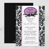 Lavender Damask Bridal Shower Invitation Kaart (Voorkant / Achterkant)
