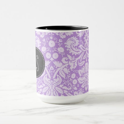 Lavender Damask;  Chalkboard uiterlijk Mok (Midden)