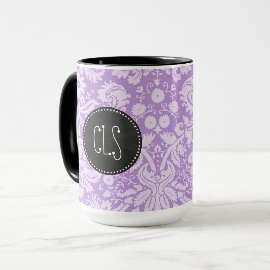 Lavender Damask;  Chalkboard uiterlijk Mok (Voorkant links)