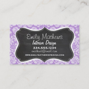 Lavender Damask;  Chalkboard uiterlijk Visitekaartje