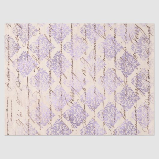 Lavender Damask met het schrijven ontkoppeling Tissuepapier (Voorkant)