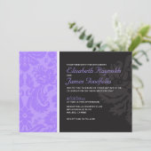 Lavender Damask Wedding Invitations Kaart (Staand voorkant)