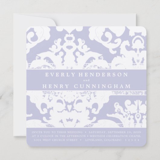 Lavender Damask Wedding Uitnodiging (Achterkant)
