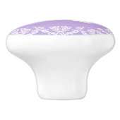 Lavender Damask White Monogram Knob Keramische Knop (Zijkant)
