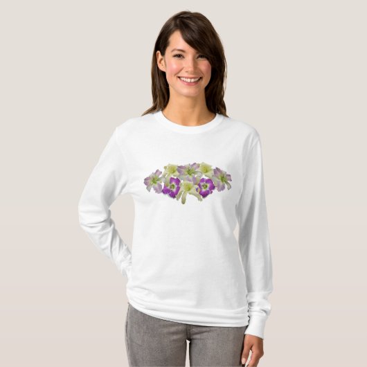 Lavender Daylily Collage T T-shirt (Voorkant volledig)