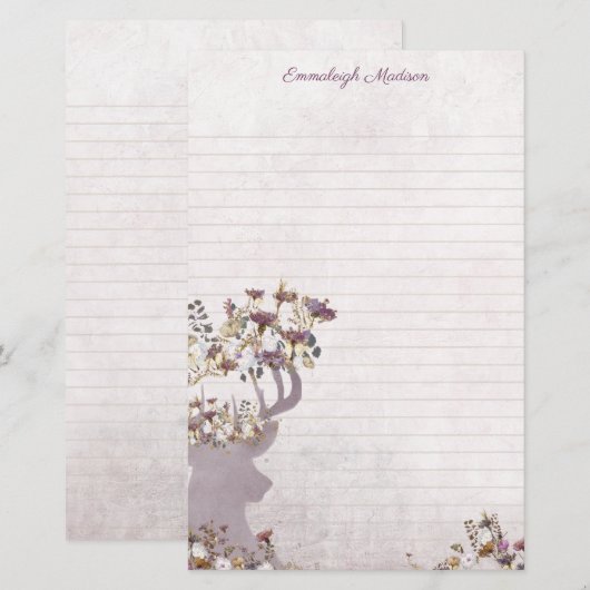 Lavender Deer Dreamweaver Boho Chic Monogram (Voorkant / Achterkant)