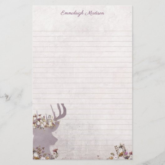 Lavender Deer Dreamweaver Boho Chic Monogram Briefpapier (Voorkant)