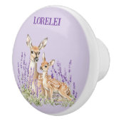 Lavender Deer Mother Fawn Spring Door Keramische Knop (Rechts)