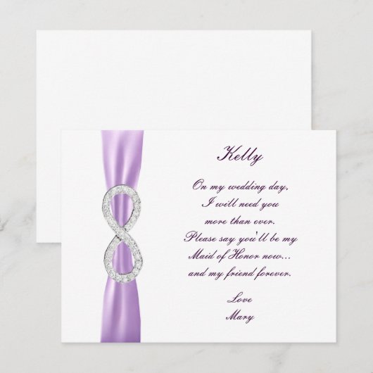 Lavender Diamond Infinity Maid of Honor Kaart (Voorkant / Achterkant)