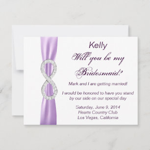 Lavender Diamond Infinity Wedding Bridesmaid Kaart