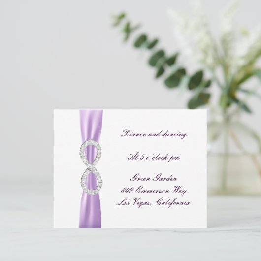 Lavender Diamond Infinity Wedding Reception Kaart (Staand voorkant)