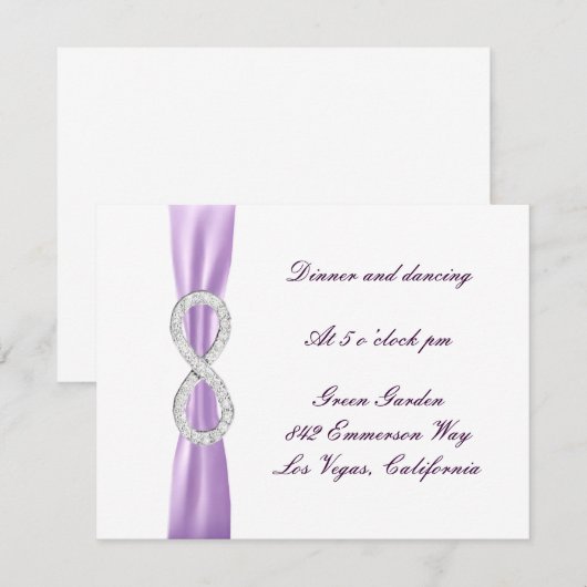 Lavender Diamond Infinity Wedding Reception Kaart (Voorkant / Achterkant)