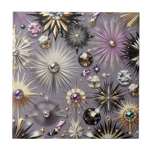 Lavender Diamond Mid Century Modern  Tegeltje (Voorkant)